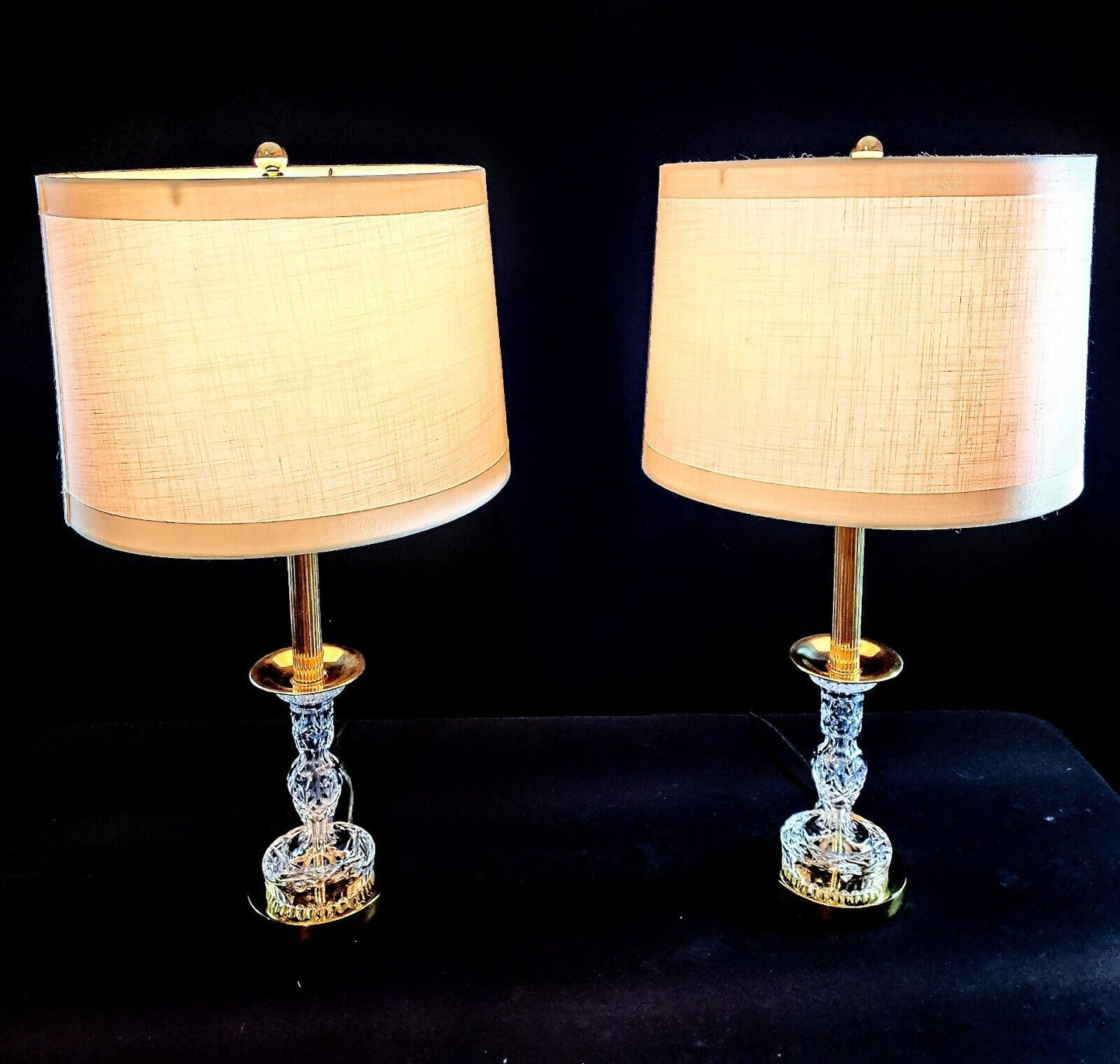 Waterford Lismore Fine Cut Crystal Buffet Lamps - New Old Stock - Flawless