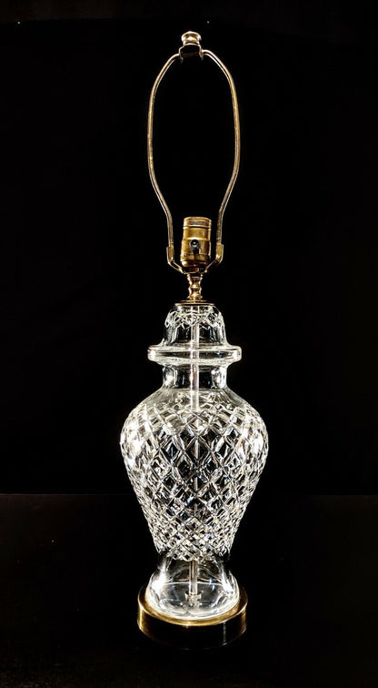 Set of Two (2) Waterford Alana Urn Style Fine Cut Crystal Table Lamps w/ Shades!