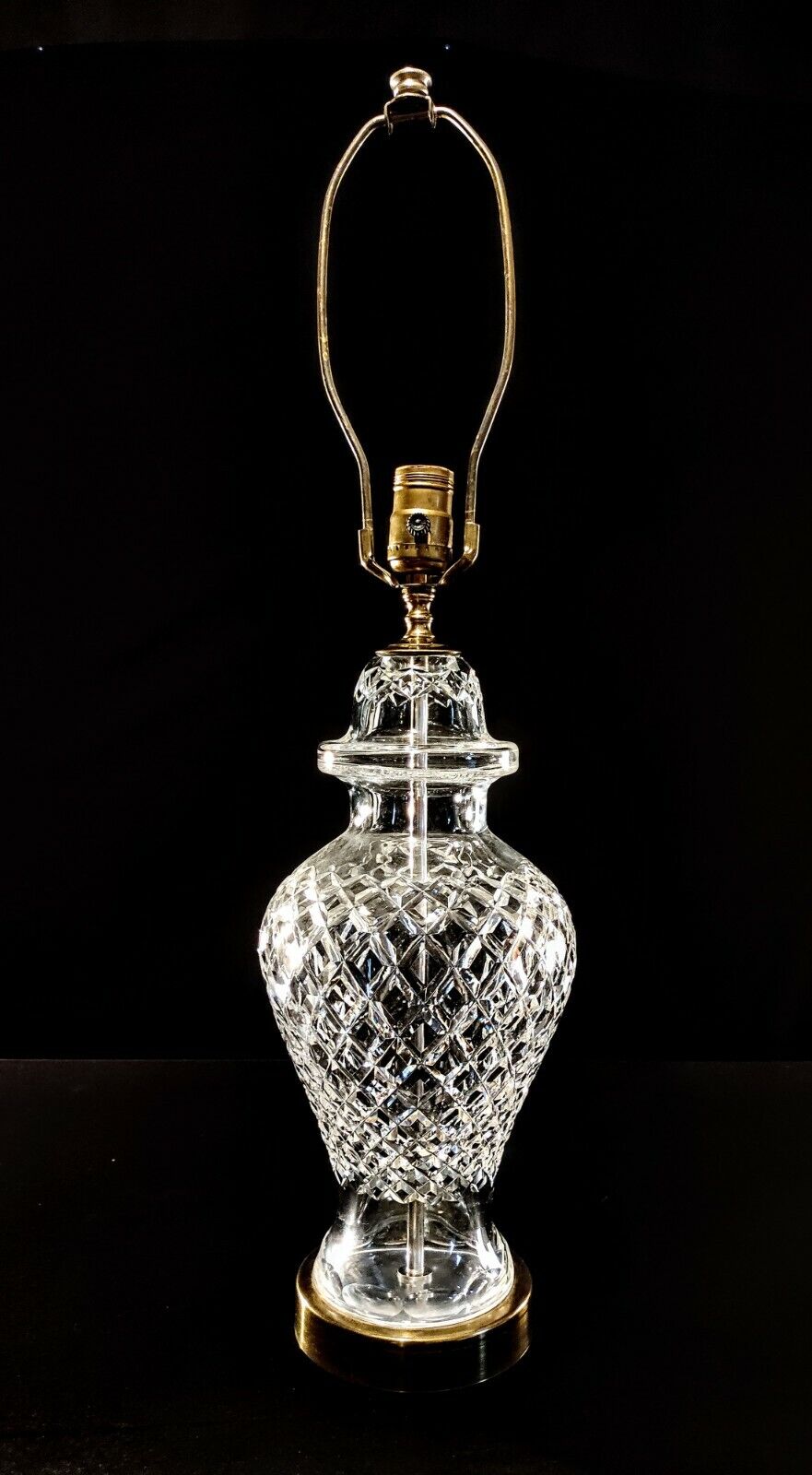 Set of 2 Waterford Alana Urn Style Fine Cut Solid Body Crystal Table Lamps- MINT