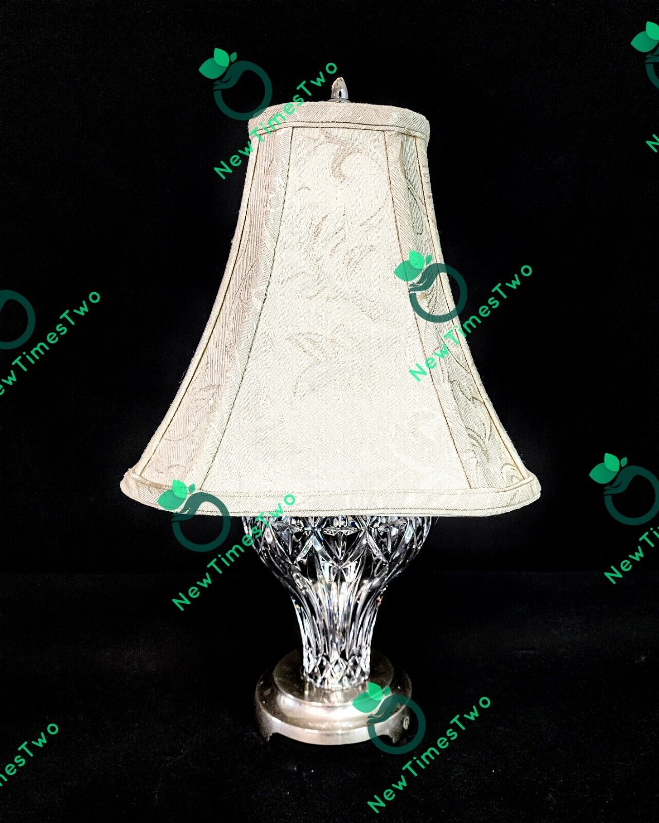 Waterford Medium Fine Cut Crystal Table Lamp With Original Shade And Final