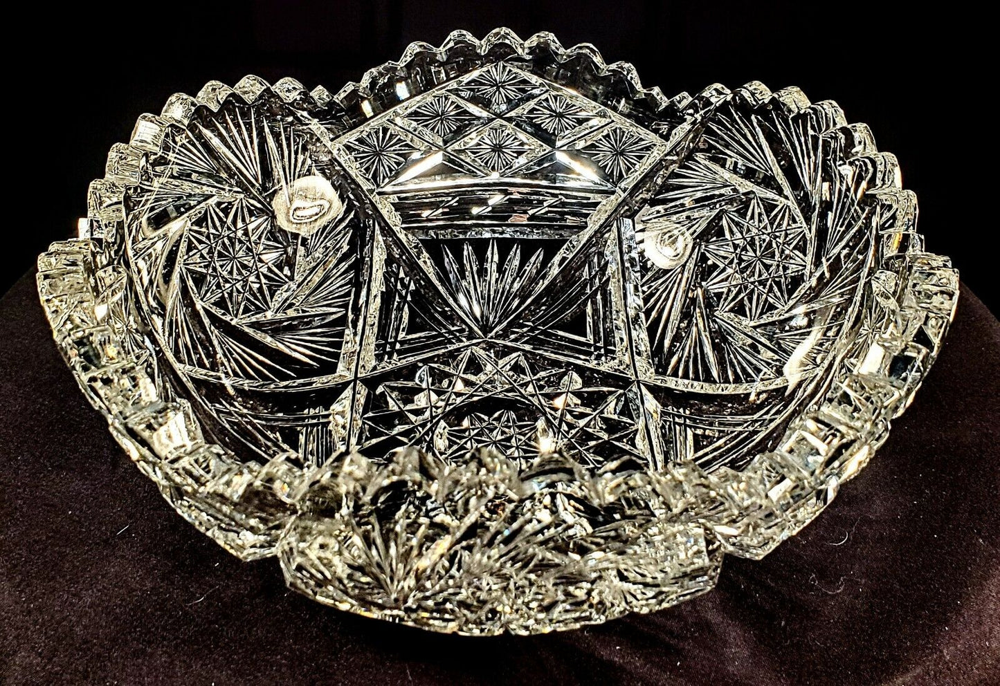 American Brilliant Period Fine Cut Crystal Bowl - Sharp and clear Sawteeth