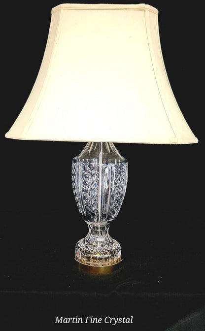 Waterford Large Sized Pedal Pattern Fine Hand Cut Solid Crystal Table Lamp-Mint!