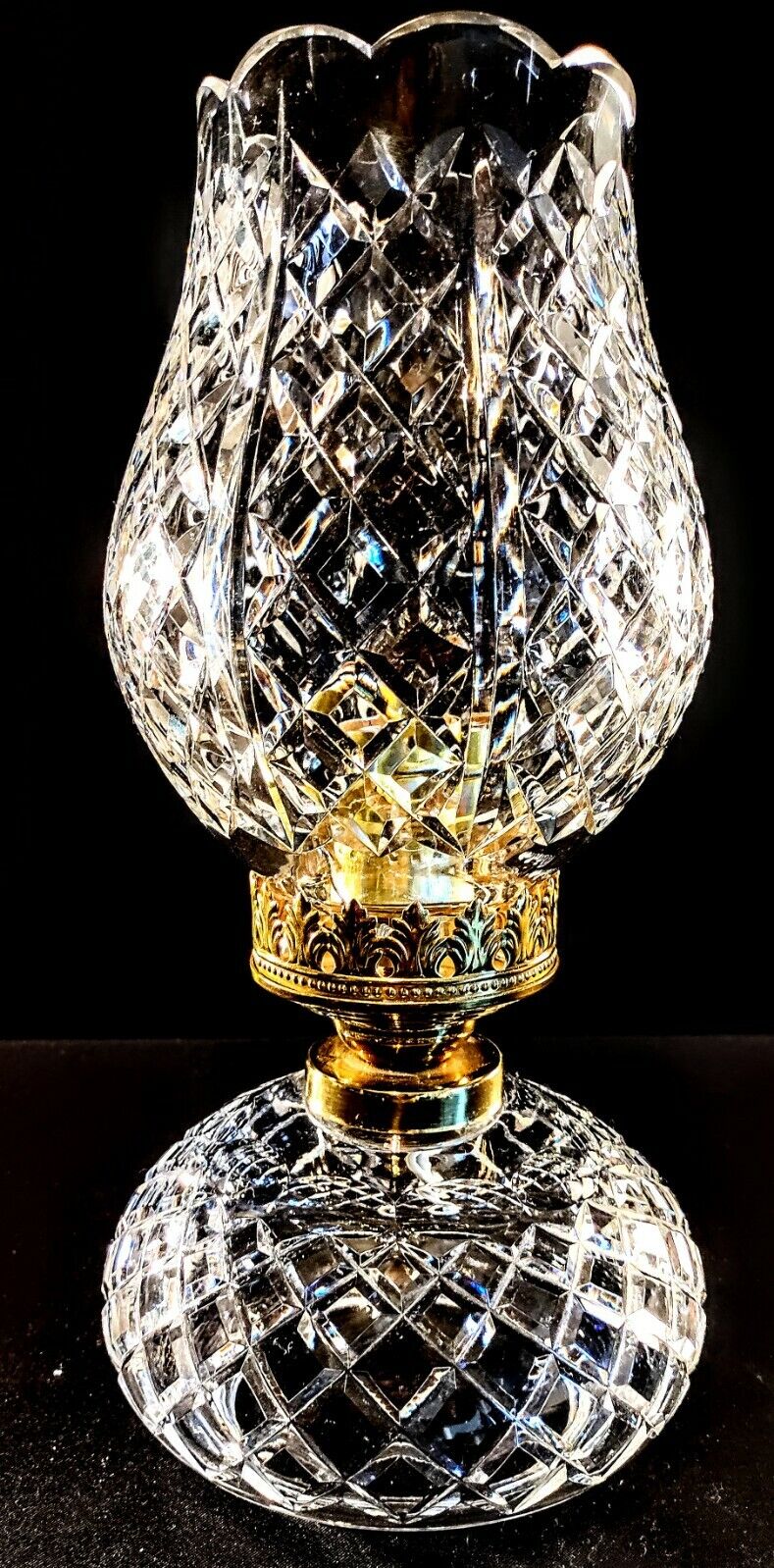 Waterford Oil Lamp-style Fine Cut Double Globe Crystal Table Lamp - Mint!