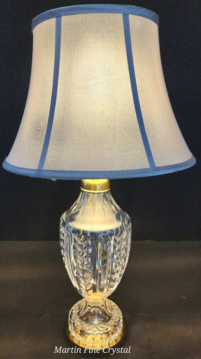 Waterford Large Sized Pedal Pattern Fine Hand Cut Solid Crystal Table Lamp-Mint!