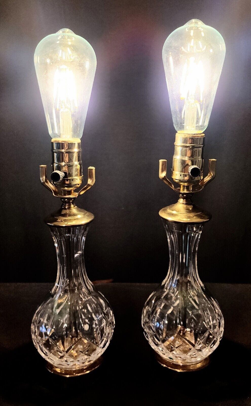 Pair of Waterford LIsmore Fine Cut Crystal Table Lamps - Made in Ireland - MINT!