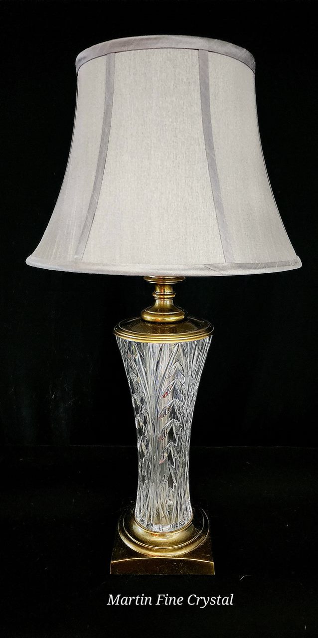 Waterford Longford Pattern Fine Cut Hand Blown Irish Crystal & Brass Table Lamp