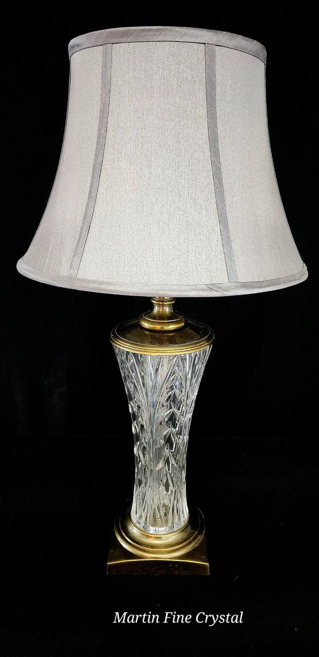 Waterford Longford Pattern Fine Cut Hand Blown Irish Crystal & Brass Table Lamp