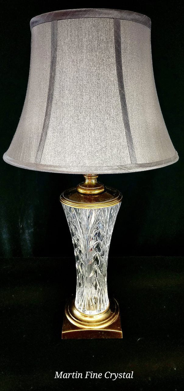 Waterford Longford Pattern Fine Cut Hand Blown Irish Crystal & Brass Table Lamp