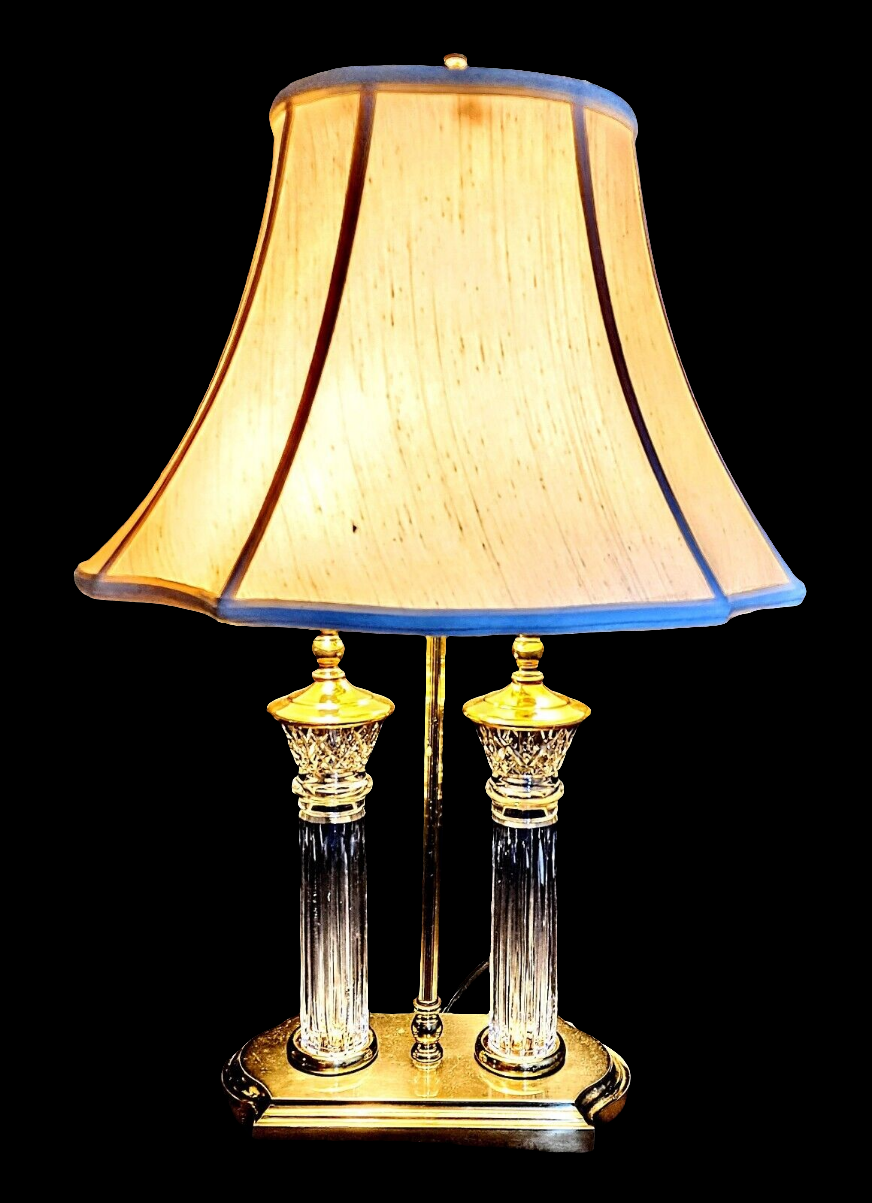 Waterford Bouillotte-style Parkmore Pattern Fine Cut Crystal Desk Lamps - MINT!