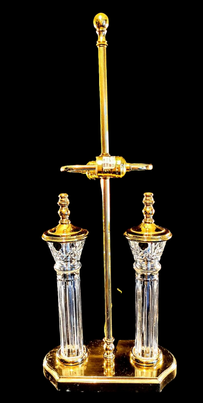 Waterford Bouillotte-style Parkmore Pattern Fine Cut Crystal Desk Lamps - MINT!