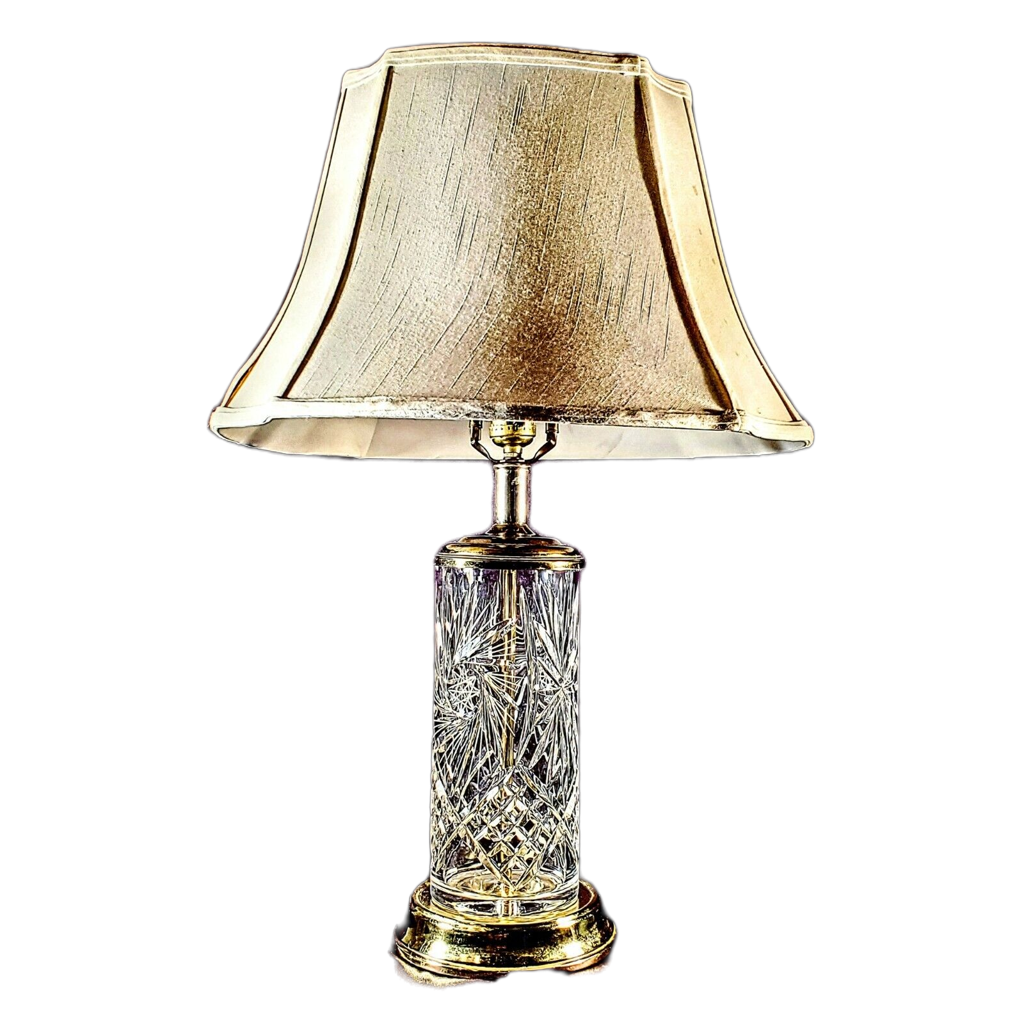 Antique Cut Glass Crystal Cylinder AMERICAN BRILLIANT Period Lamp -